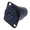USB3.0 Panel Mount Connector Female To Female Stable Data Transmission D Type USB Socket for 86 Cabinet Panel Black