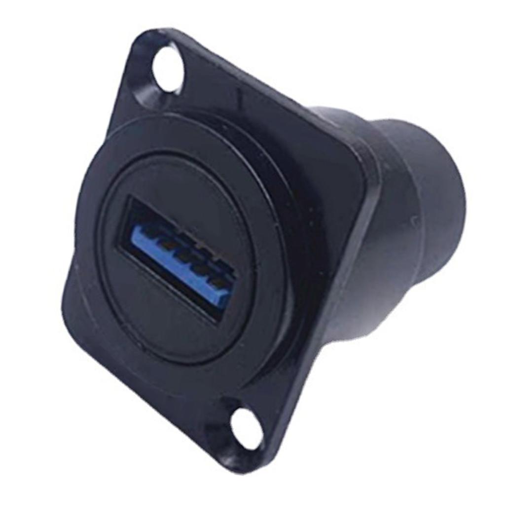USB3.0 Panel Mount Connector Female To Female Stable Data Transmission D Type USB Socket for 86 Cabinet Panel Black