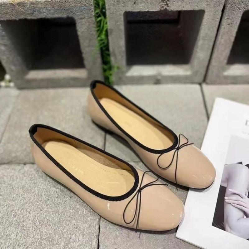 Fashion Bow Flat Women's Square Toe Shallow Single Shoes 2025 Spring Soft Sole Shoes