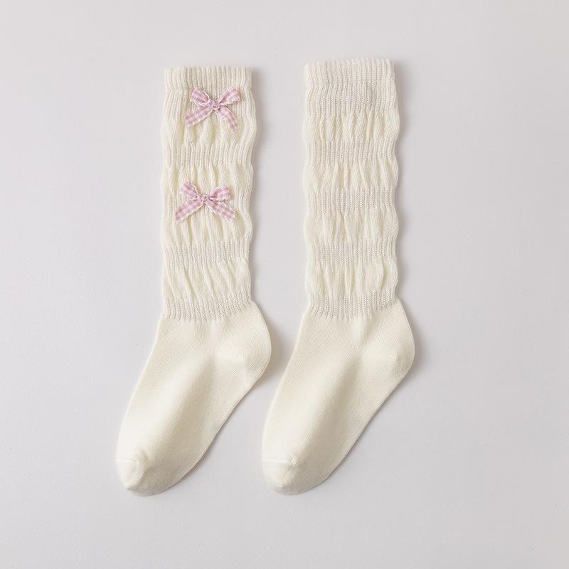 Child Girls' Cotton Long Socks Spring Summer Sweet Bow Princess Calf Socks for Kids Korean Knee High Baby Elegant Sock 1-12Years