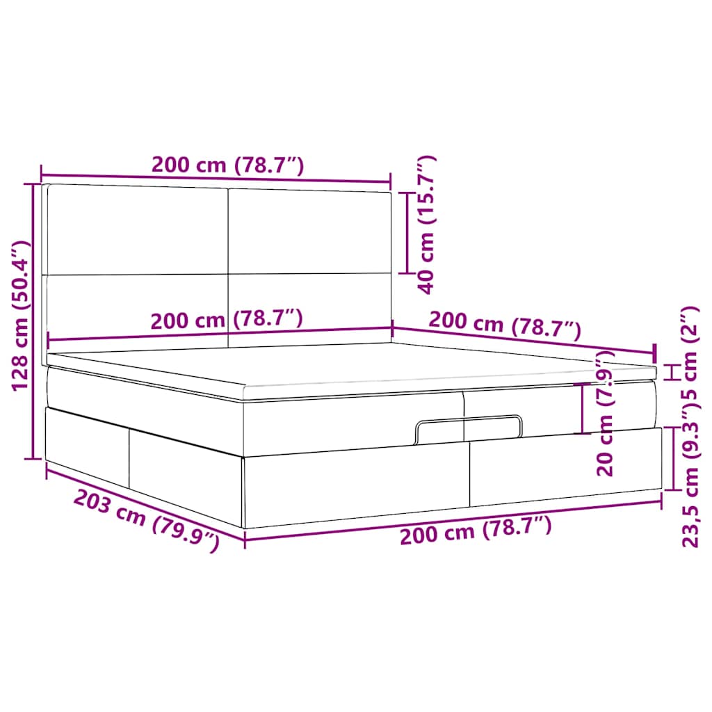 Ottoman Bed with Mattresses Taupe 200x200 Cm Fabric