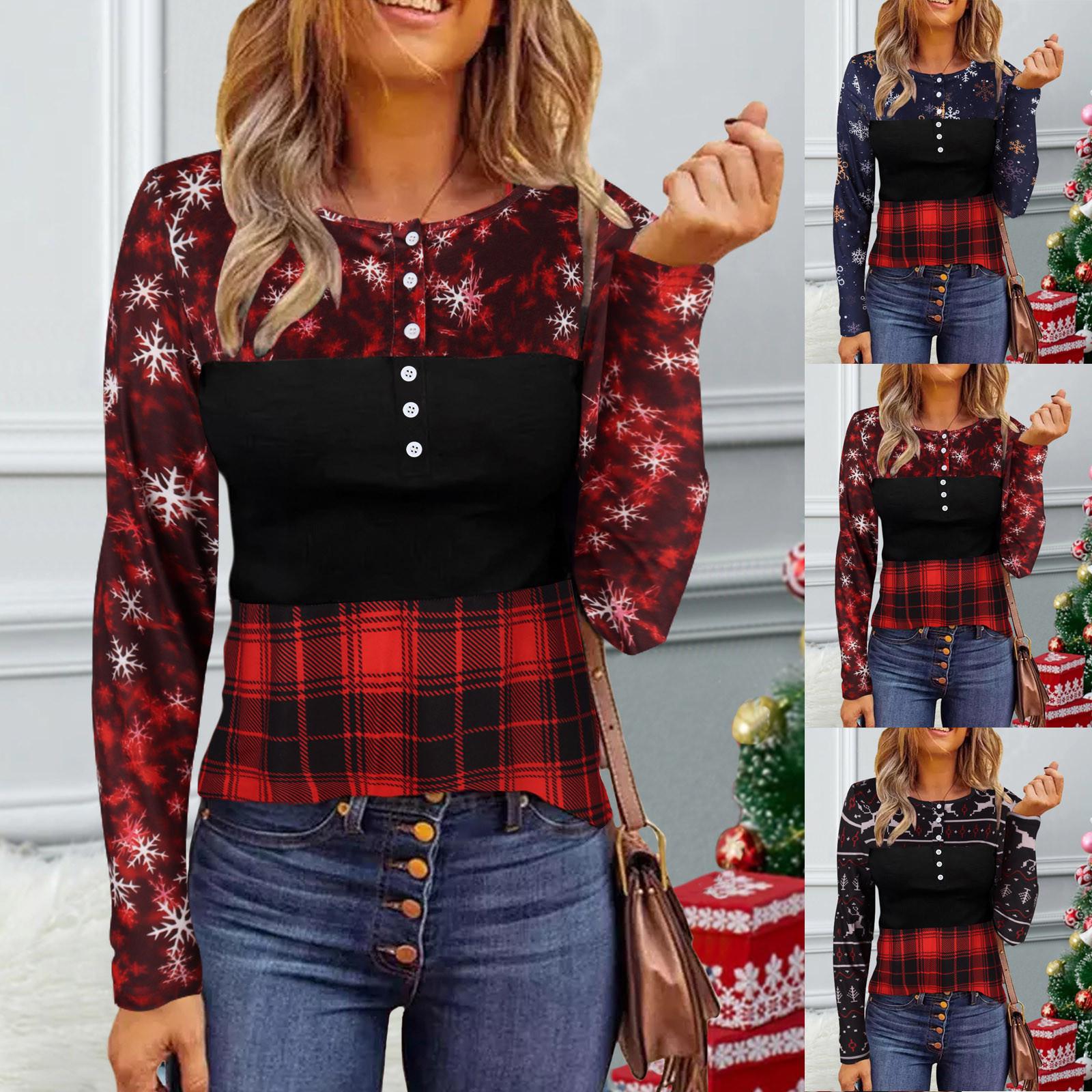 

Женские модные повседневные тонкие пуловеры с длинным рукавом с рождественским принтом