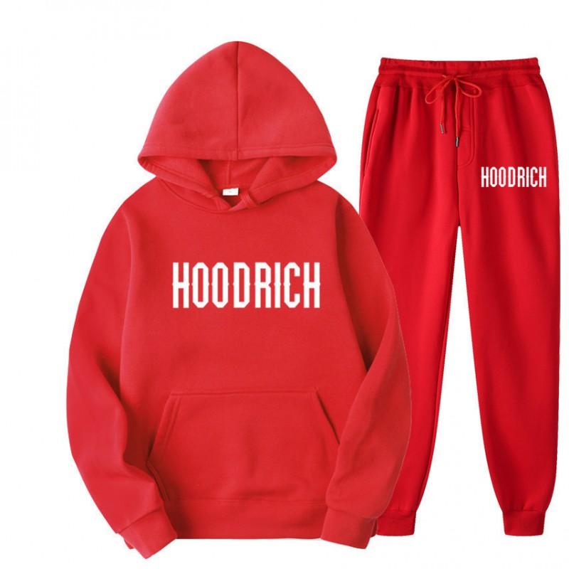 Mens Hooded Tracksuit Set Long Sleeve Sweatshirt Pants Casual Sportswear