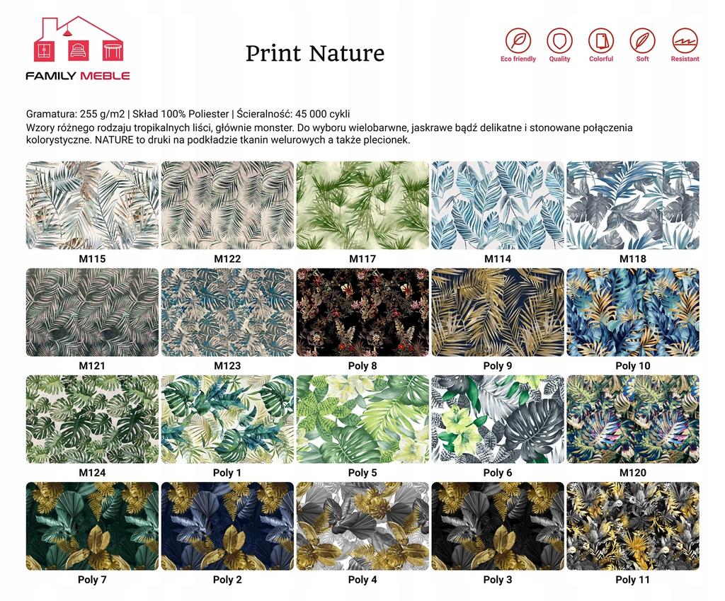 Křeslo ušák ARI PRINT s podnožkou skandinávské Family Meble šaty