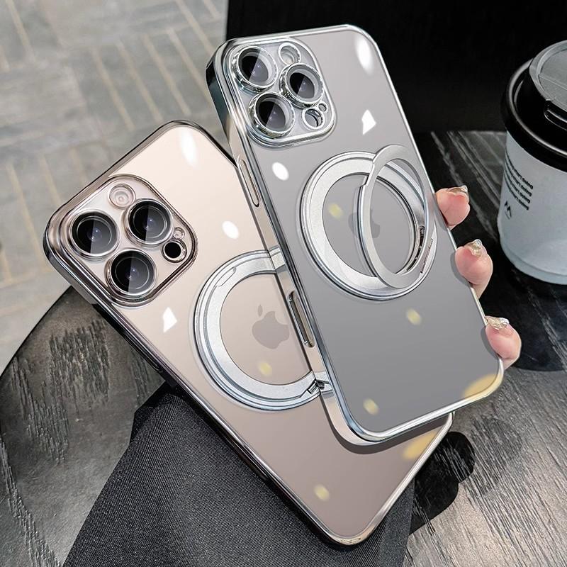 Clear TPU Phone Case With Rotating Kickstand IPhone 17 Pro Max 16 15 14 Series Shockproof Magnetic Support