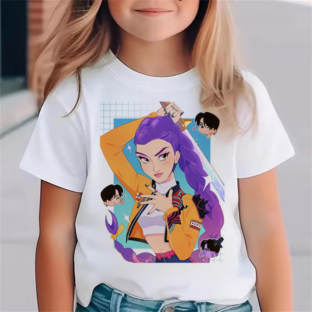 Kids' T-shirt K-Pop 'Demon Slayer' Print 2025 Movie Crew Neck Girls' Cartoon Short Sleeve Summer Baby Fashion Casual Top