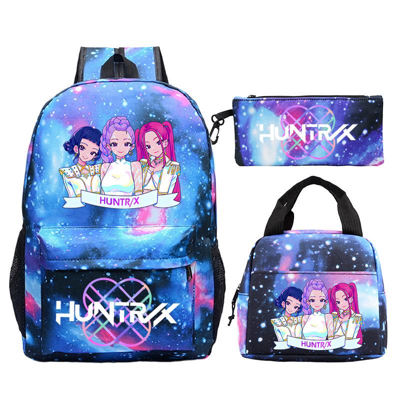 Kpop Peripheral Printing Student Schoolbag Large Capacity Casual Backpack Three-Piece Set