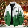 Men's Casual Long Sleeve Loose Fit Notched Lapel Jacket with Christmas Print for