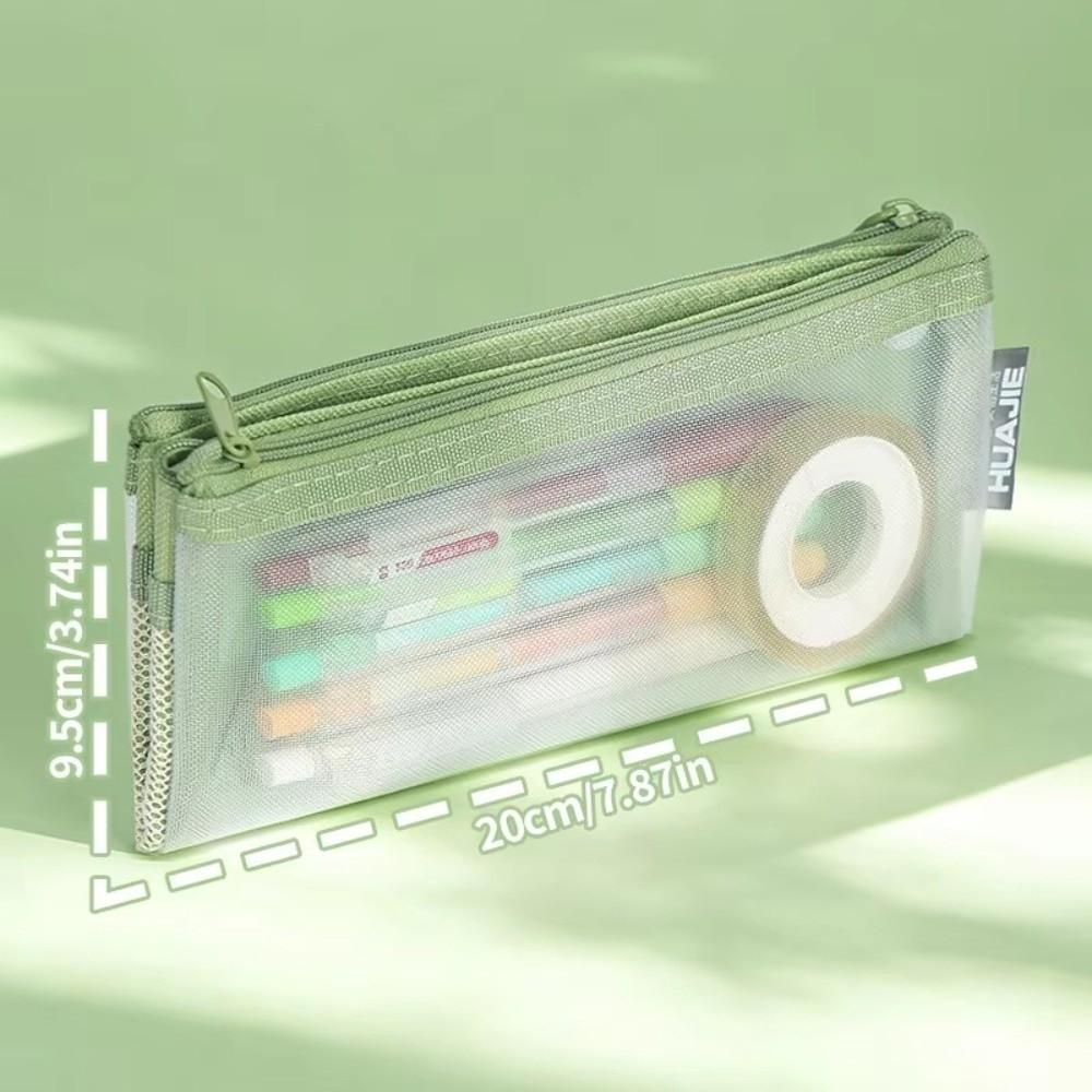 Double Layer Stationery Bag Foldable Pen Bag Durable Makeup Storage Bag  Gift