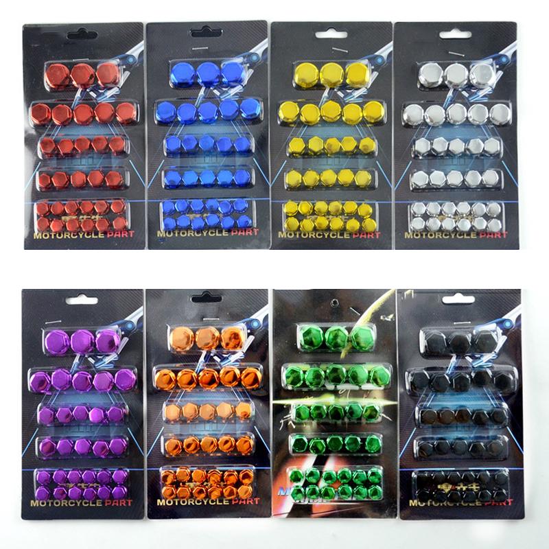30Pcs/set Motorcycle Nut Cover Modification Screw Plating Caps for Car Motor Scooters Electric Nut Cover 0.8/1/1.2/1.4cm 8Colors