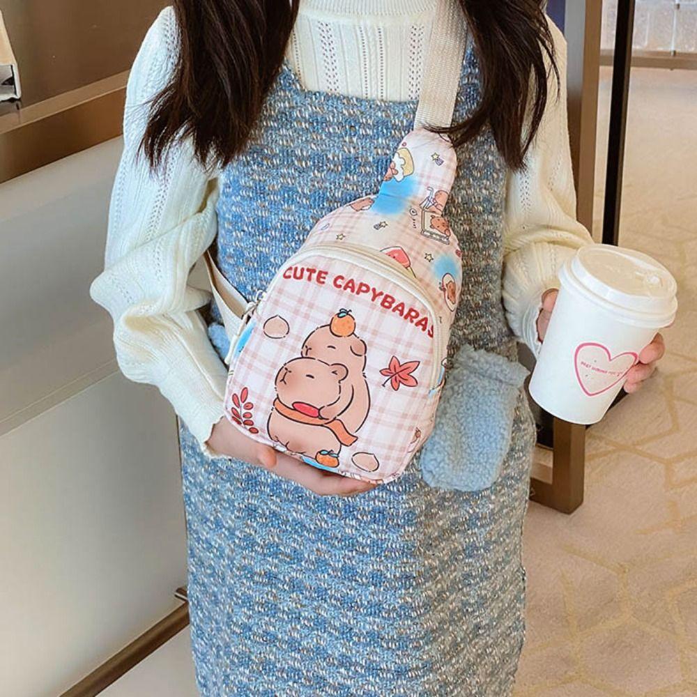 Large Capcity Capybara Chest Bag Portable Kids Crossbody Bag Cartoon Cartoon Shoulder Bag  Children