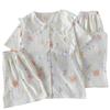 Cloud Cotton Pajamas Women'S Summer Short-Sleeved Thin Cute Cartoon Loungewear Doll Collar Three-Piece Set