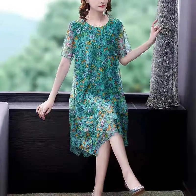 Woman Dress Summer Women's New Loose Floral Gauzy Chiffon Dress Summer Dress Vestido De Mujer