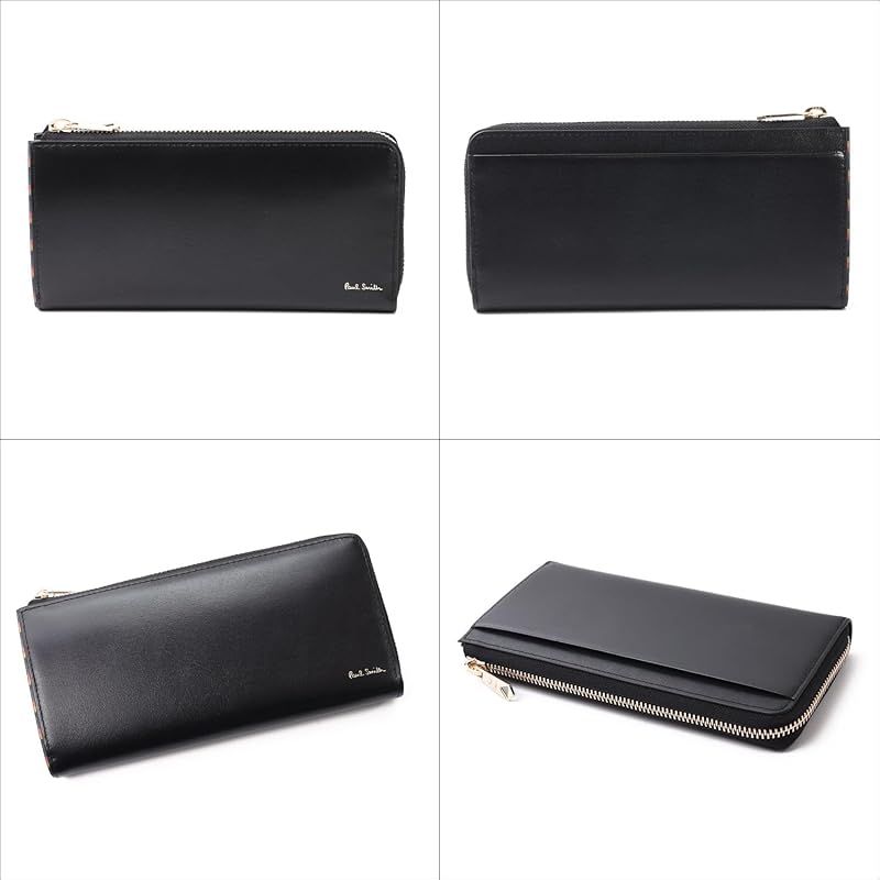 [Paul Smith] Wrapped Bright stripe trim SS24 long wallet leather coin purse cowhide 813005 P847 (black, (no name)