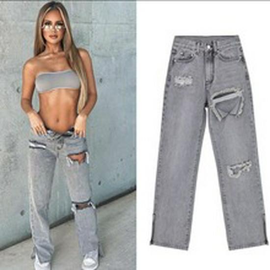 WISH Men's Elastic Tassel Patch Denim Pants - European & American Fashion Trend