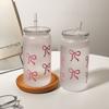 Bowknot Coffee Cup Transparent Water Bottle New Straw Mug