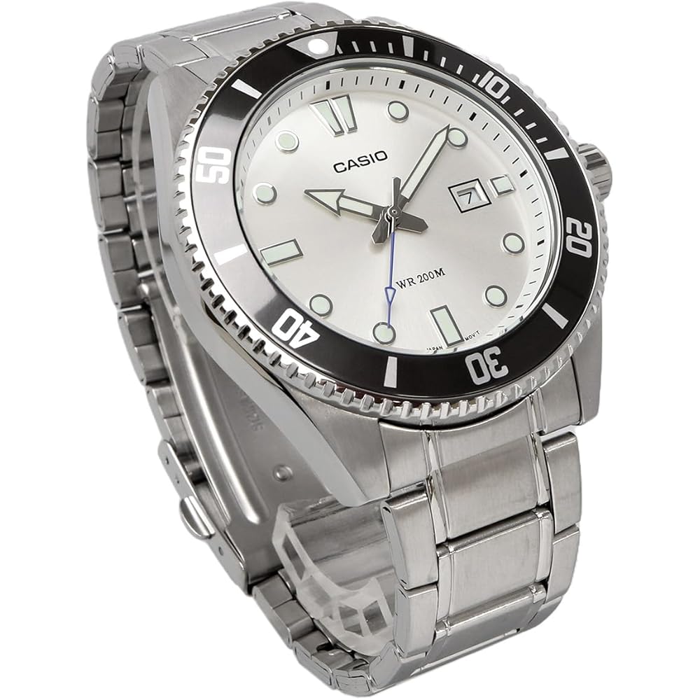 Casio Standard Analog Sports Watch 20 ATM Water Resistant Silver Dial Metal Band Men's Model