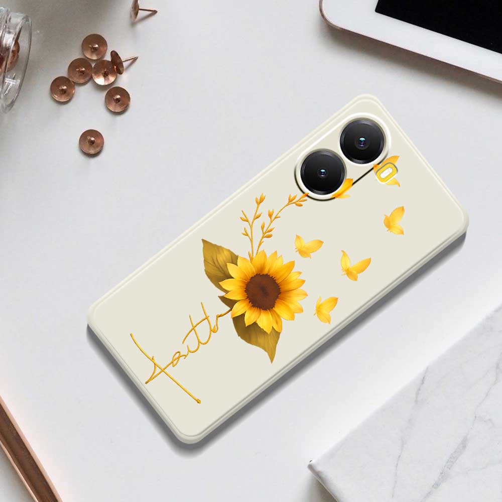 For Xiaomi Redmi Turbo 4 5G/Poco X7 Pro 5G Case Golden Butterfly Sunflower Pattern Printing Straight Edge TPU Phone Back Cover