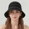 Breathable Sunshade Basin Cap Hollow Out Colorful Striped Fisherman Hat Sun Protection Cap  Daily