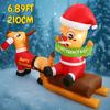 6.89FT Inflatable Toy Santa Sleigh Reindeer LED Lights Xmas Decorations for Yard Supplies Home Decorations Ornament Holiday Gift