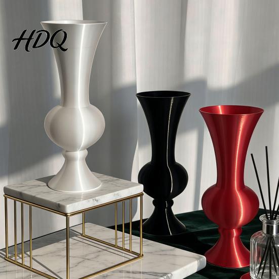 Decorative Plant Pot for Bedroom Retro Curved Flower Vase 3D Printed Flared Neck Tabletop Vase Living Room Minimalist Floral Container Home Aesthetic