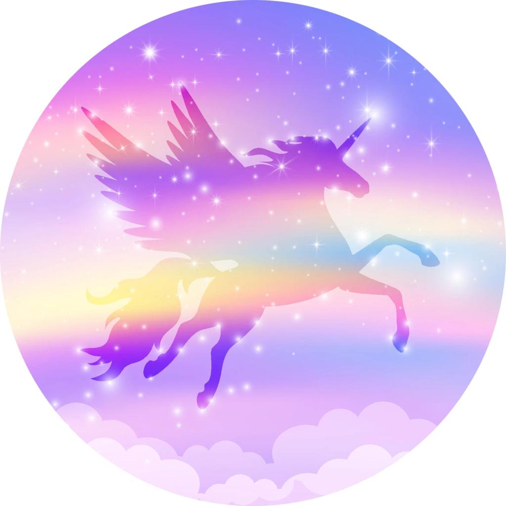 Cute Cartoon Unicorn Round Carpet Non-slip Rug for Office Living Room Bedroom Decor Soft Play Floor Mat Bathroom Kitchen Doormat