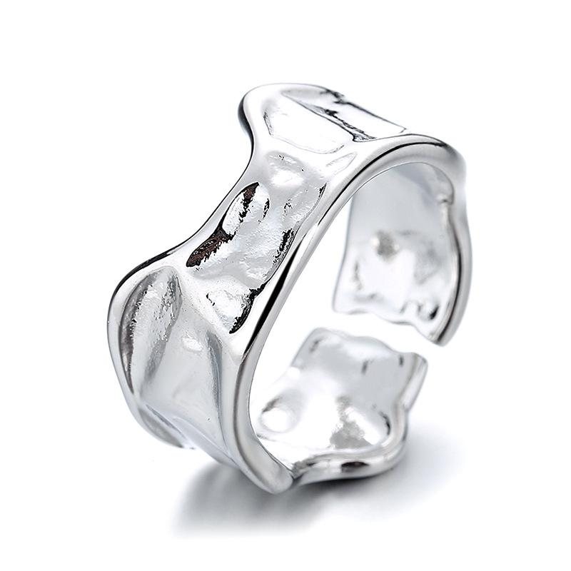 925 Sterling Silver HipHop Ring Open Adjustable Silver/Gold for Women Exquisite Student Girlfriend Jewelry Wedding Party GiftG