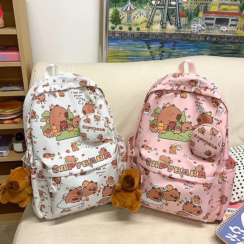 Cartoon Capybara Backpack For Girls Boys Student Teenager Children Rucksack Cute Casual Lightweight School Bags Kids Gifts
