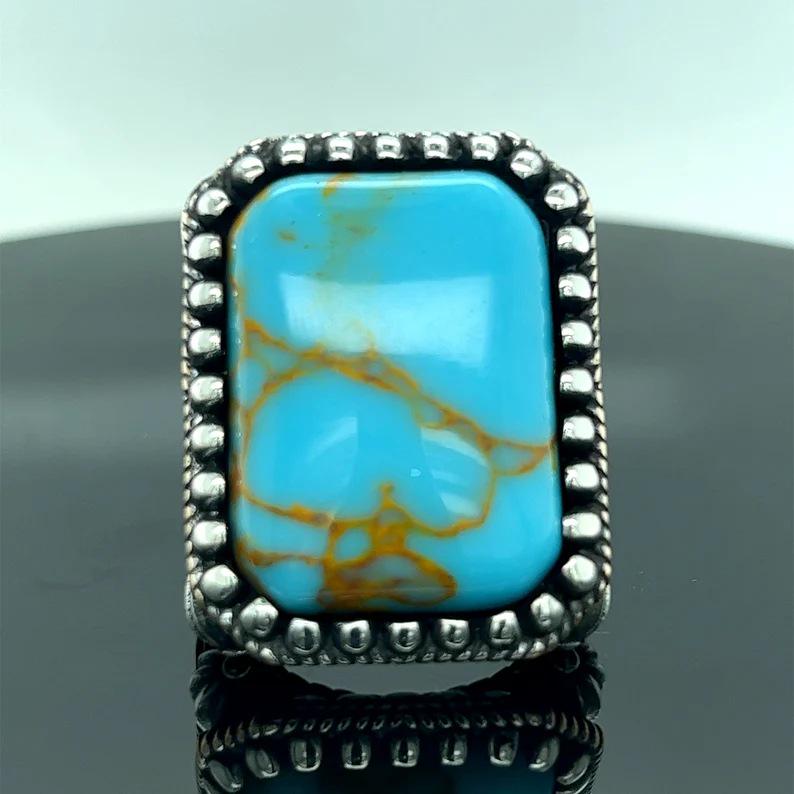 Men's Popular Fashionable Turquoise Square Party Wear