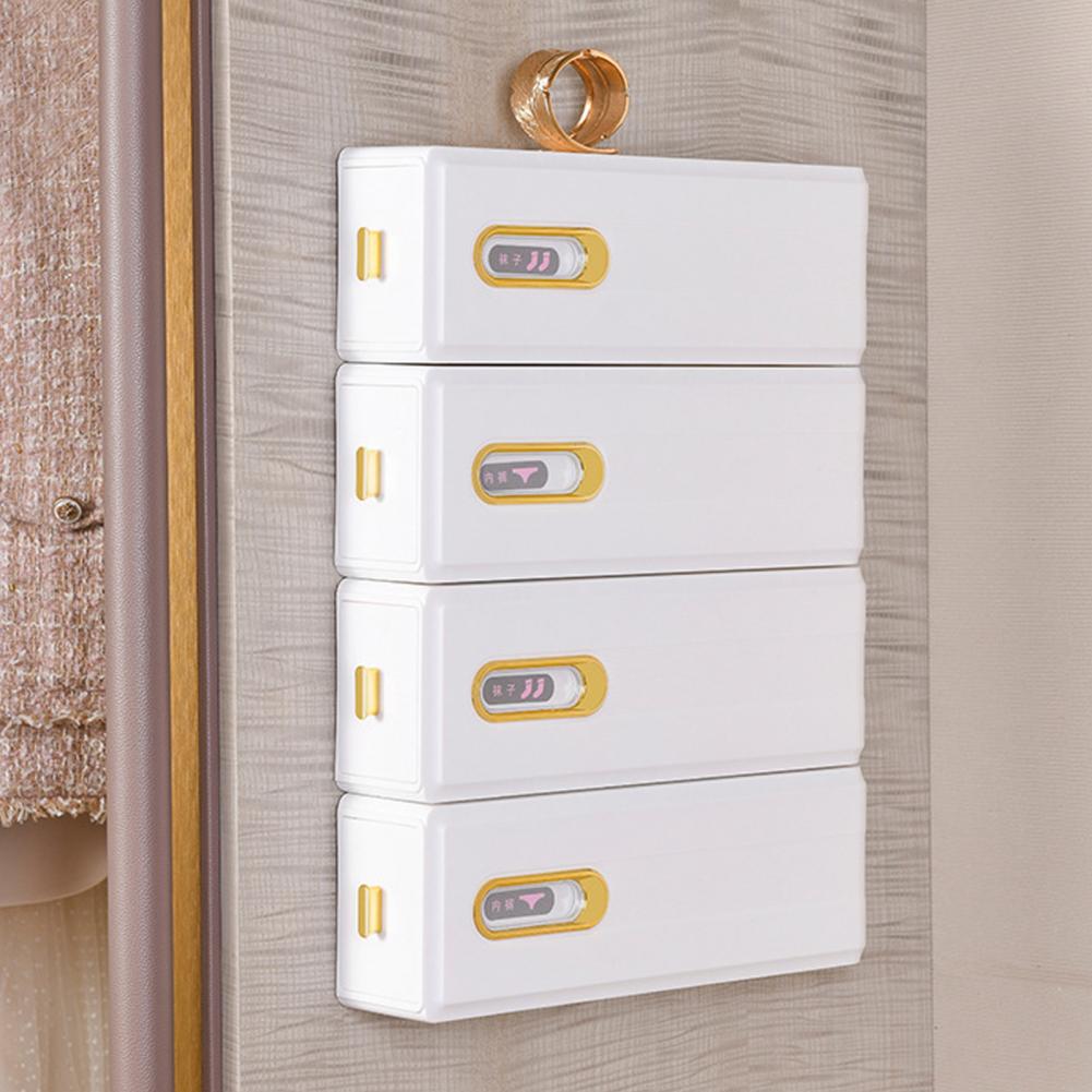 Storage Container Storage Case Wall Mount Socks Bra Organizer with Multiple Compartments for Easy Storage Self Adhesive for Neat