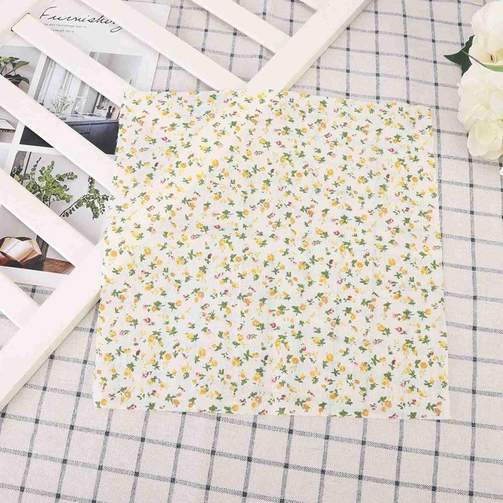 7Pcs Plain weave texture Cotton Fabric Orange floral print Patchwork Cloth Patchwork production