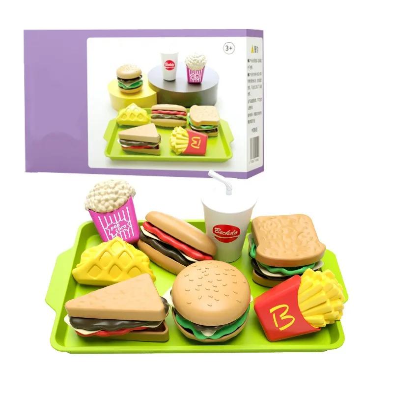 

Simulation Pretend Play Set Miniature Hamburger French Fries Kitchen Model Cartoon Fast Food Toys Children Kids Education Gifts
