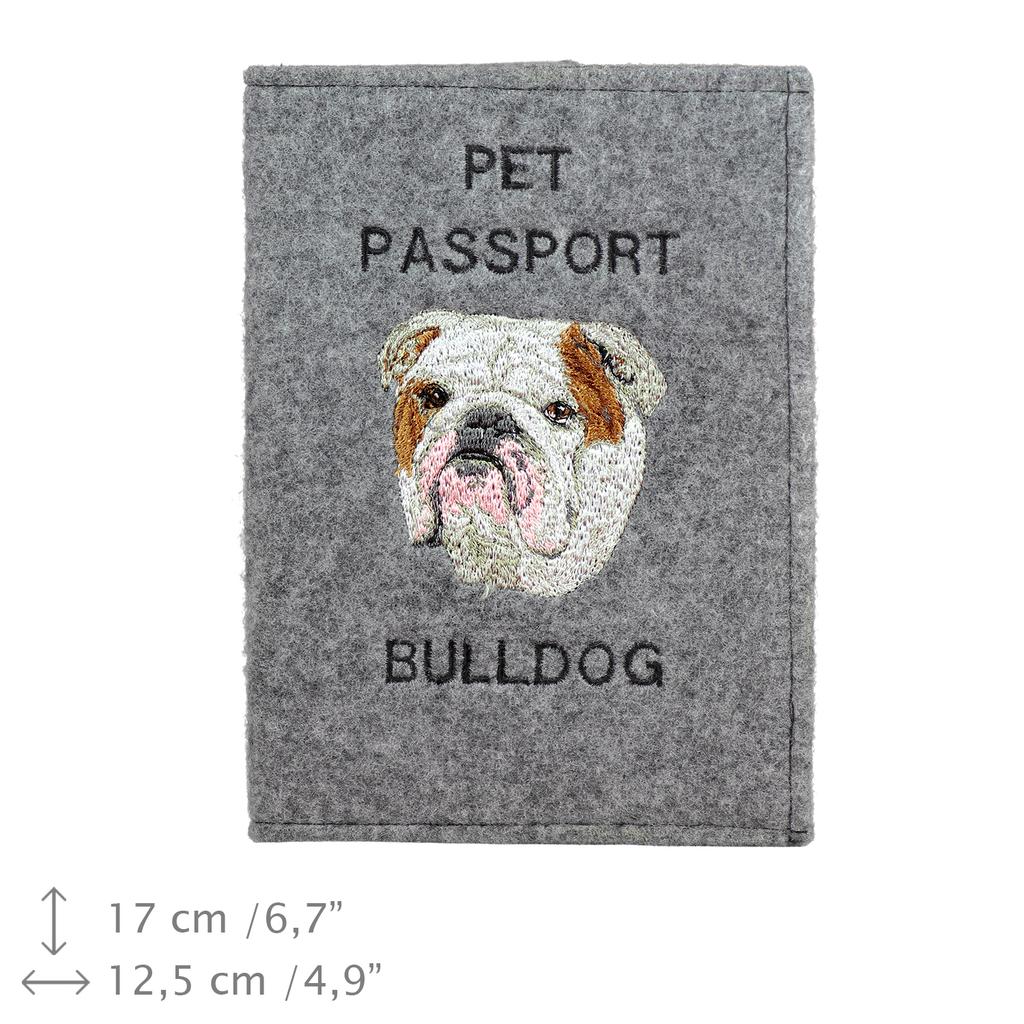 Bulldog - Dog passport case, document case, gift for the traveller from the Art-Dog brand