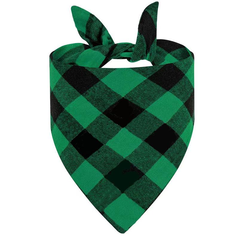 Christmas pet triangle towel plaid dog cat saliva towel print pet scarf