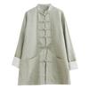 Men's Chinese Style Ramie Jacket Shirt - Casual Loose Fit with Stand Collar and Frog Buttons