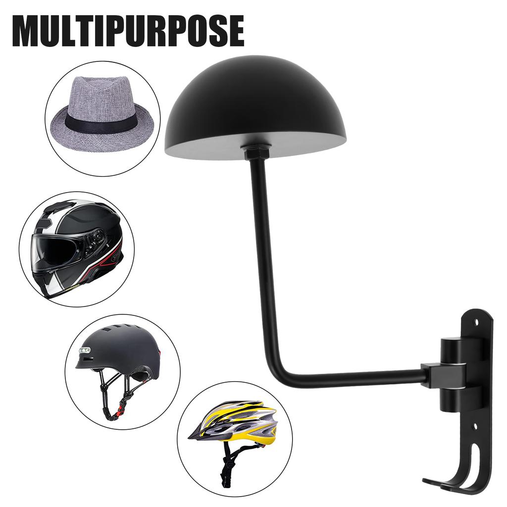 New Motorcycle Helmet Rack 180° Rotation Wall Mounted Helmet Storage Holder Alloy Helmet Hanger Stand Hook for Bicycle Helmets