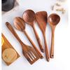 Wooden Spoons for Cooking, Tmkit Cooking Utensils Set of 6 Natural Teak Wooden Cooking Spatulas with Utensils Holder Comfort Grip Wooden Kitchen