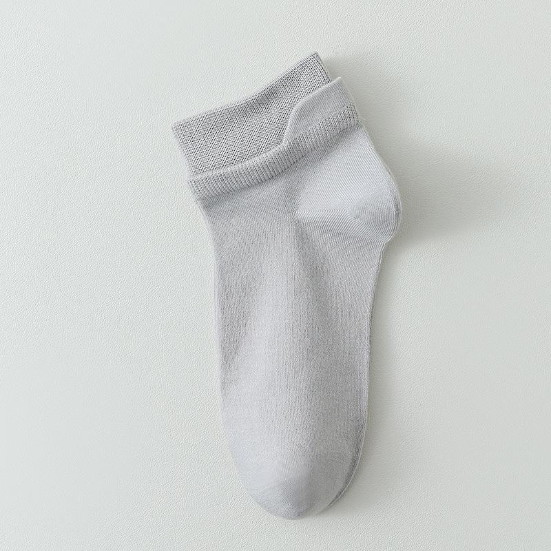 Men Spring and Autumn Pure Cotton Ear Lifting Sweat Absorbing Deodorizing Matching Color Short Tube Socks