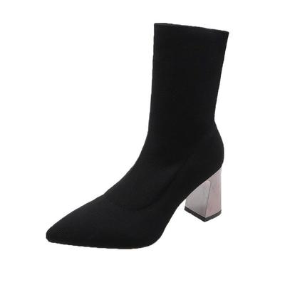 Pointed Toe Boots Women Sexy Knitted Sock Boots Elastic Slip Ons Fashion Casual Versatile High Heels Winter High Heels Women