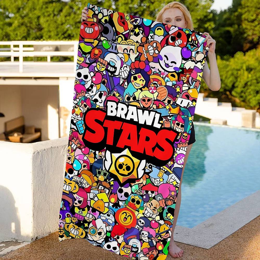 Game B-rawl Game S-Stars Anime Microfiber Printed Beach Towel Mountain Climbing Yoga Beach Swimming Running Absorbent Soft Towel