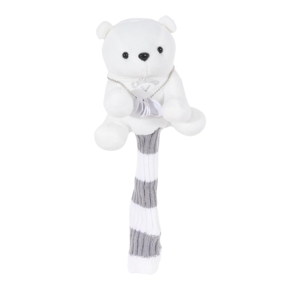 Callaway AM BEAR UT WHT SS 23 Headcover (for UT Clubs, with Club Number Tag and Interchangeable Club Numbers (3, 4, 5, 6, 7)) White, Women's