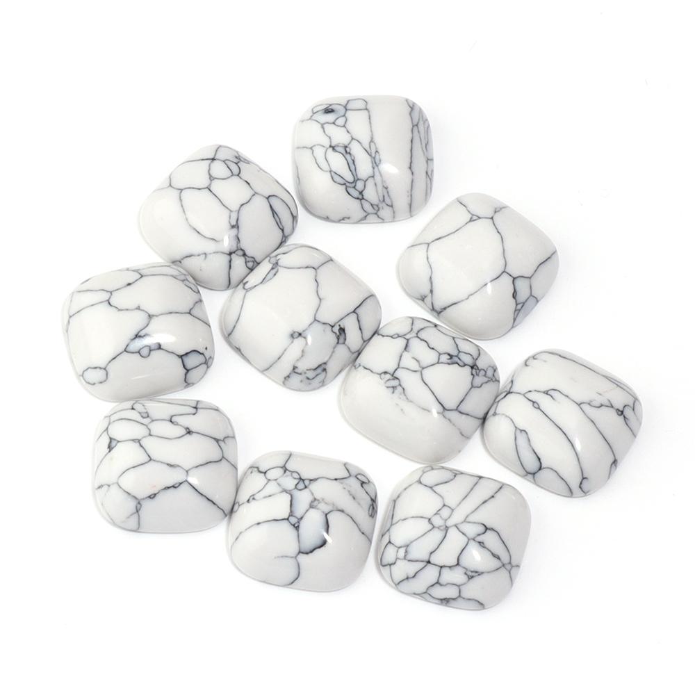 

10Pcs 12 14mm Square Natural Stone Cabochon Black Line Turquoise Cabochon For DIY Handmade Charm Ring Earring Gift Accessories 12mm белый