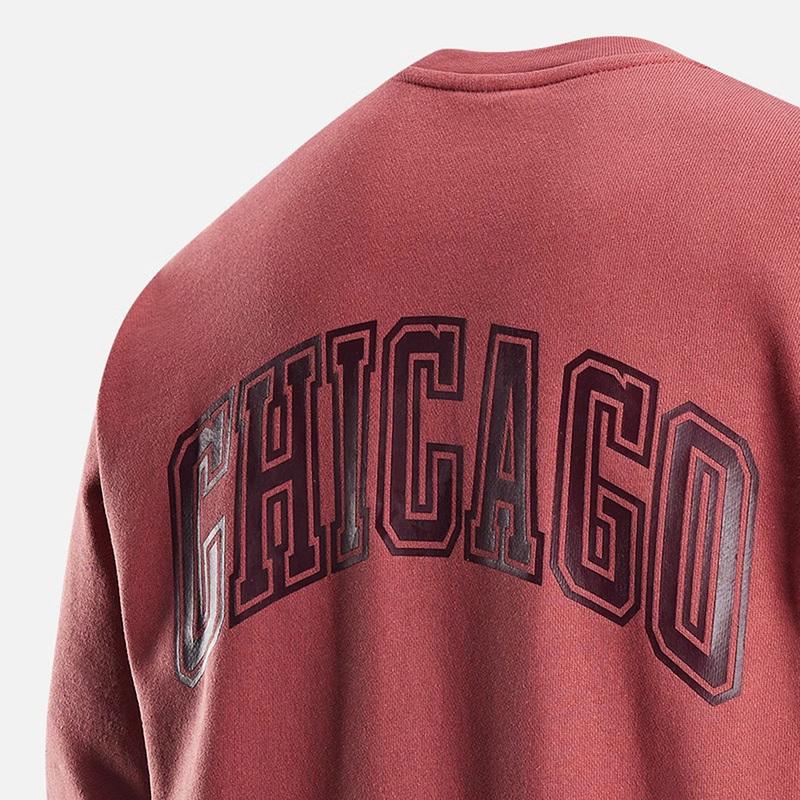 Jordan X NBA Collaboration Chicago Bulls Logo Fleece Crewneck Fashion Pullover Long Sleeve Sweatshirt Men sweatshirt Canyon-Rust FV8344-691