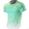 T-shirts for Men Fitness Sportswear 2026 Summer Vintage Men's 3d Printed Quick-Drying Gradient T-shirt Animal Wolf Short Sleeve