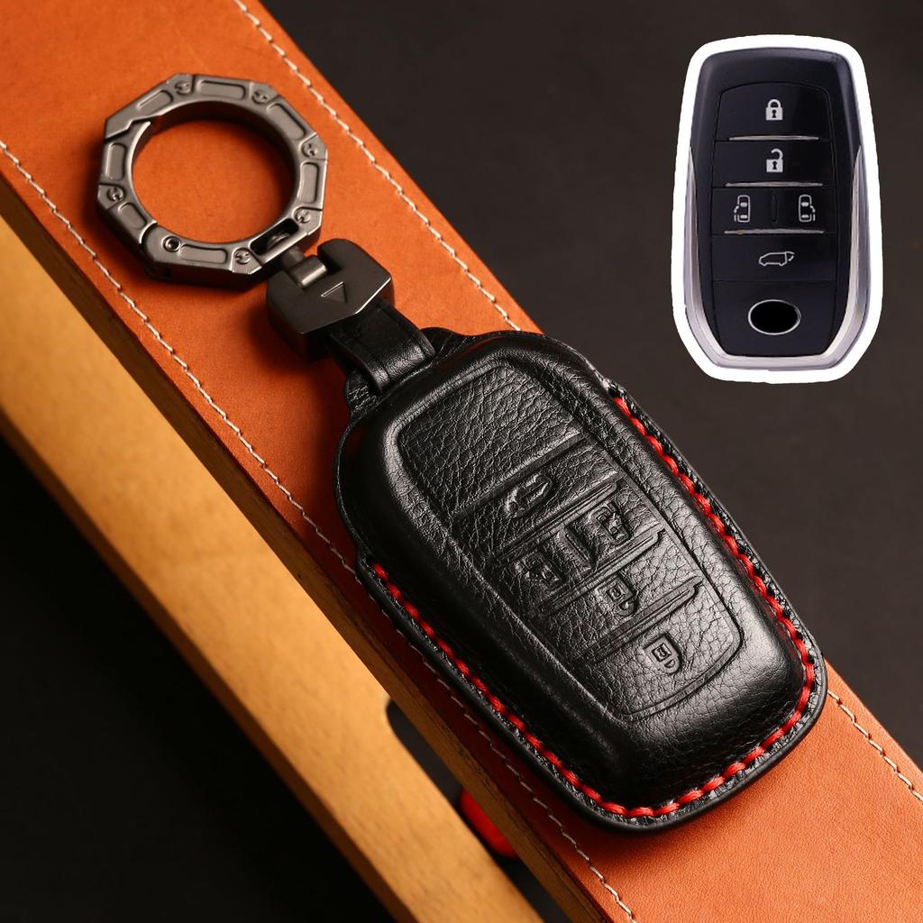 Leather Car Key Fob Case Cover Accessories For Toyota Sienna Rav4 Venza Mirai Hybrid Vehicles Alphard Previa Voxy