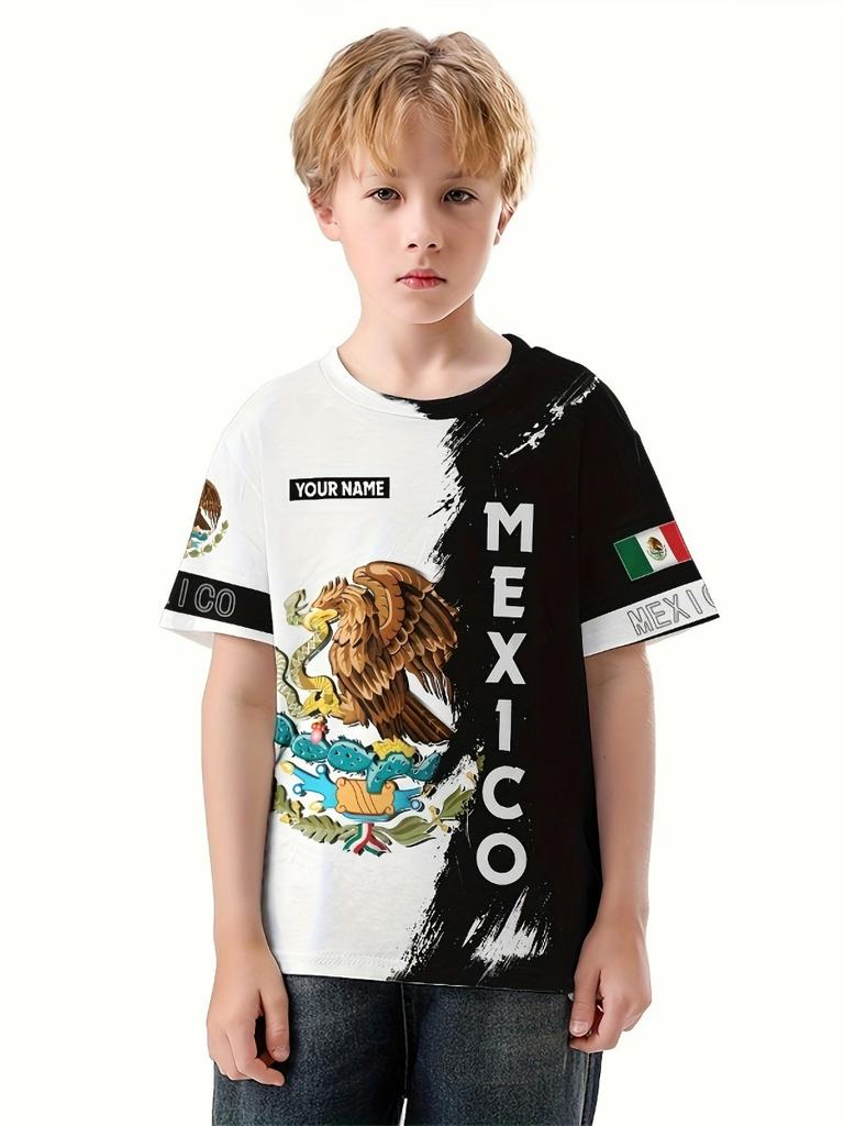 Summer Children's Clothing Boys Fashion Mexico Flag 3D Print T Shirt Short Sleeve