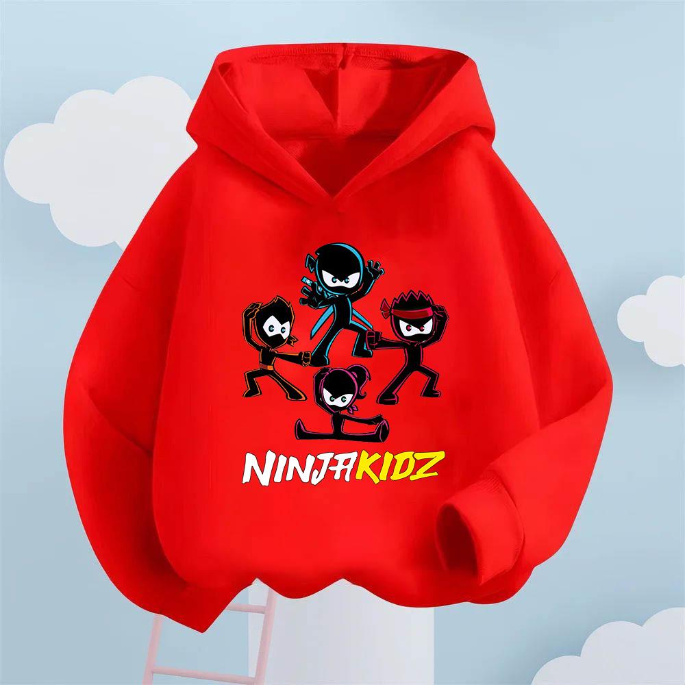 Cartoon Ninja Muster Kinder Herbst und Winter Langarm Pullover Herbst und Winter Neuer Stil Plüsch Freizeit Pullover