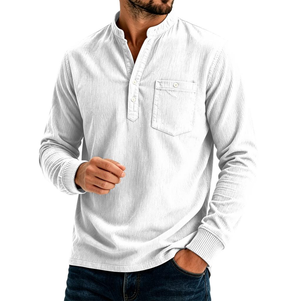 Men's Casual Loose Fit Color Shirt with Pockets for Everyday Wear