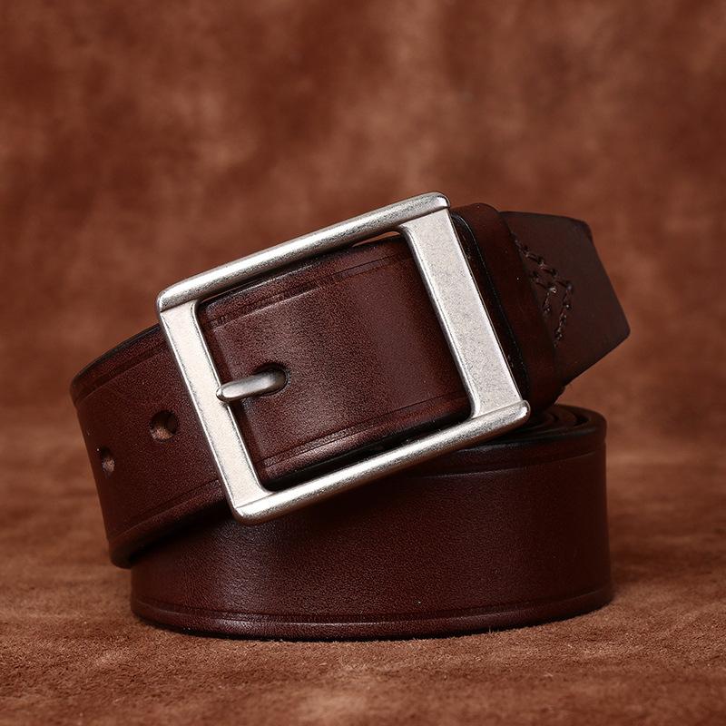 Belt Men's Stylish Simple and Versatile Trendy Italian Top Layer Cowhide Leather Pin Buckle Casual Fashion Brand Men's Leather Belt