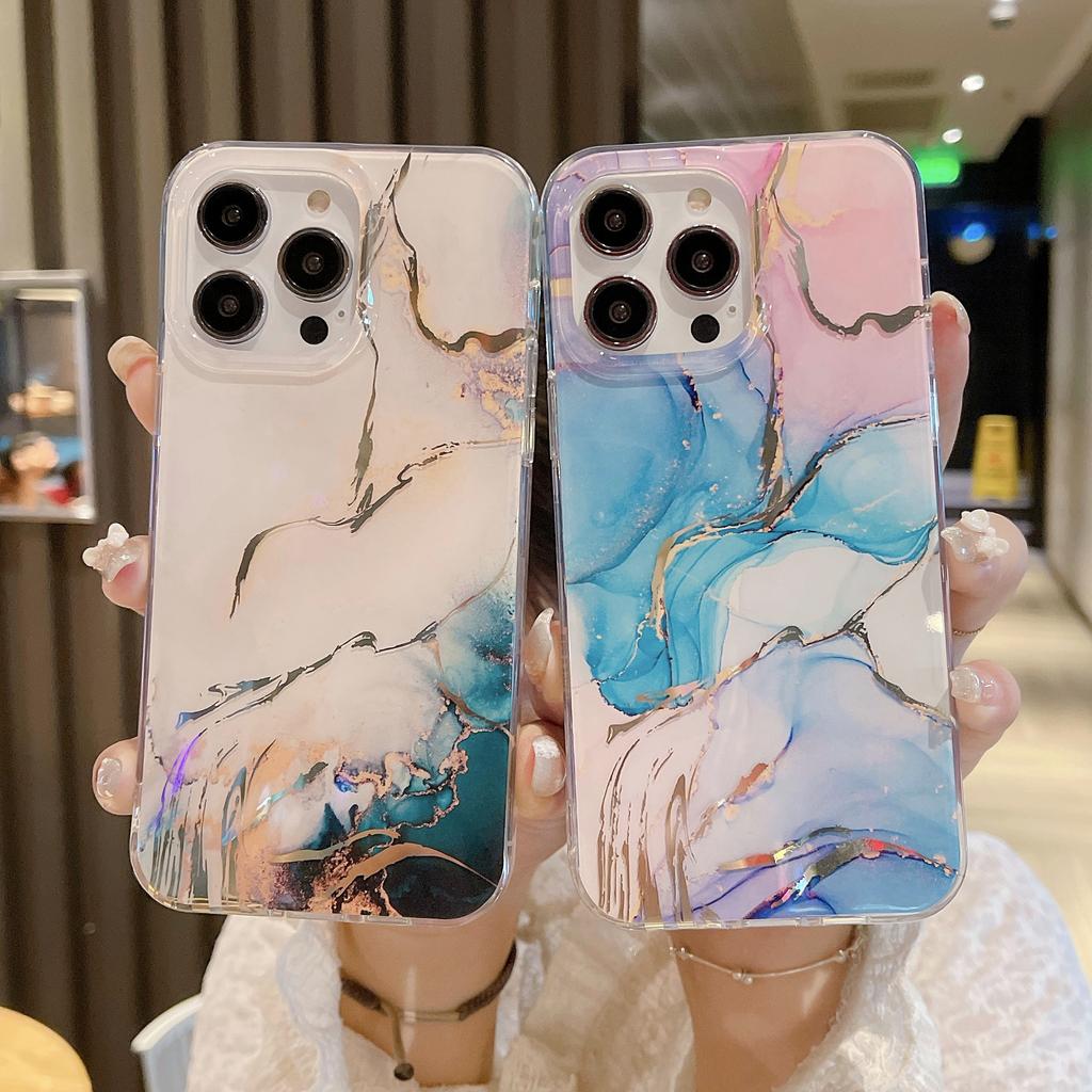 IPhone 15 Mobile Phone Glazed Marble Shell Suitable for Apple 13/14/15 ProMax Gold Stamping Full Package
